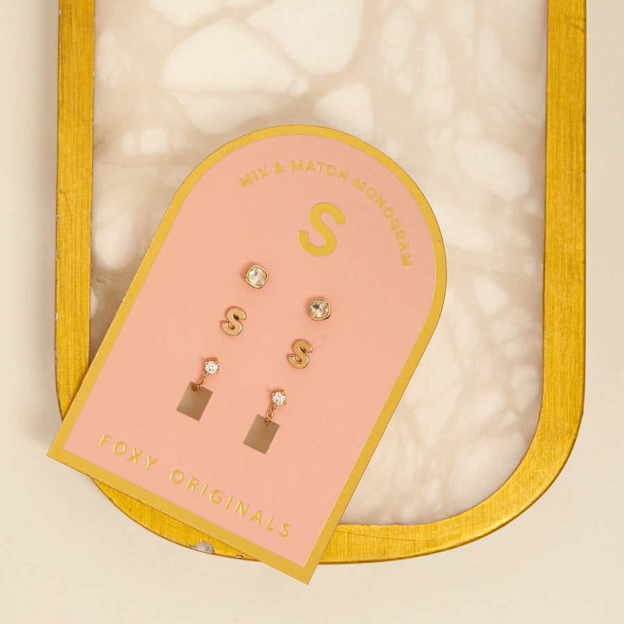 Monogram Earring Set S in Gold