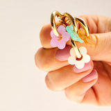 Purple & White Flower Earrings in Silver