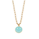 Be Happy Smiley Charm Necklace in Gold