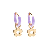 Flower Power Huggie Hoop Earrings in Gold