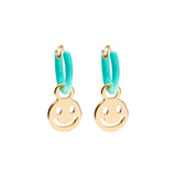 Be Happy Smiley Huggie Hoop Earrings in Gold