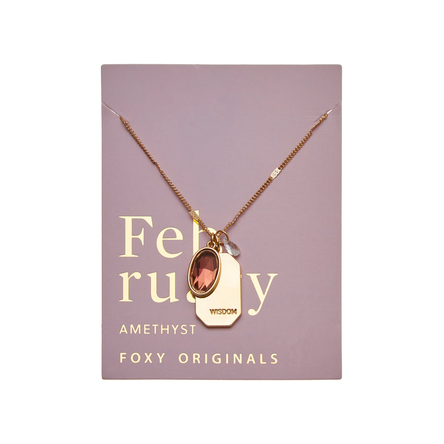 February Birthstone Necklace in Gold