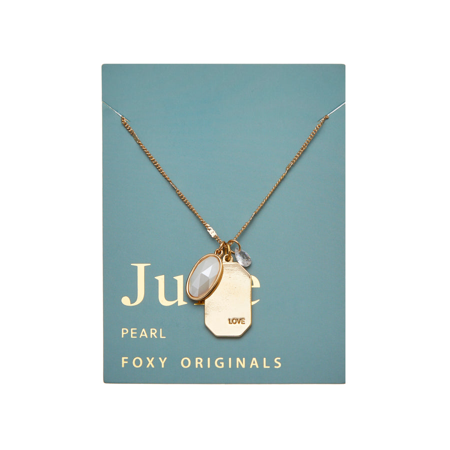 June Birthstone Necklace in Gold