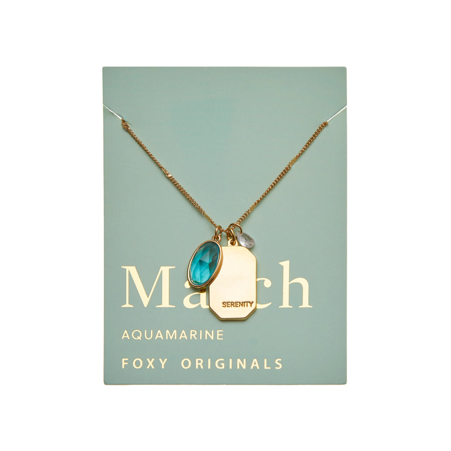 March Birthstone Necklace in Gold
