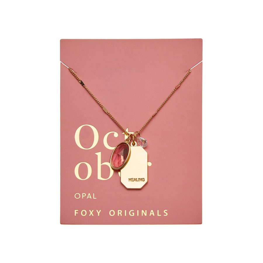 October Birthstone Necklace in Gold