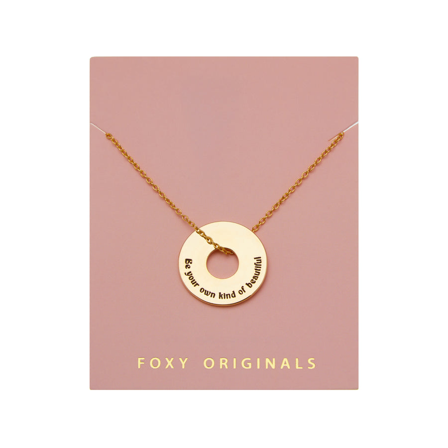 Be Beautiful Disc Necklace in Gold