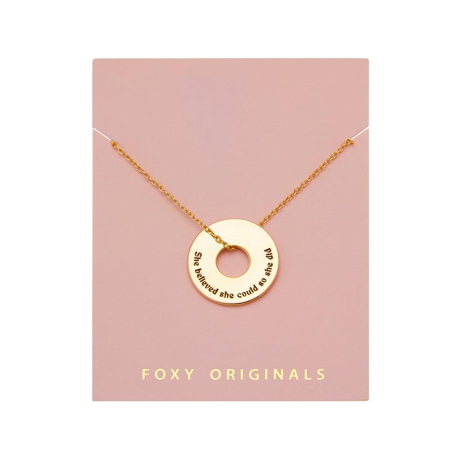 She Believed Disc Necklace in Gold