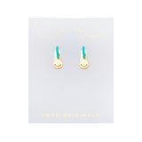 Be Happy Smiley Huggie Hoop Earrings in Gold