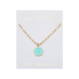 Be Happy Smiley Charm Necklace in Gold