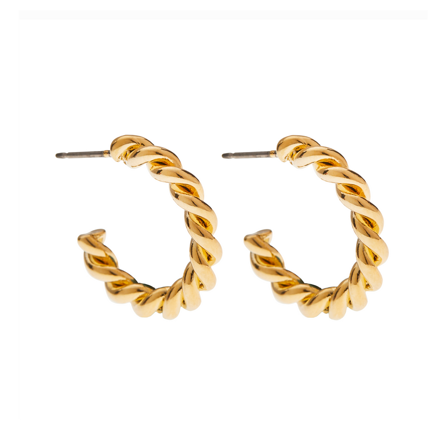 Grand Twisted Hoop Earrings in Gold