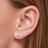 Mama Script Earrings in Silver