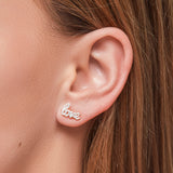 Love Script Earrings in Silver