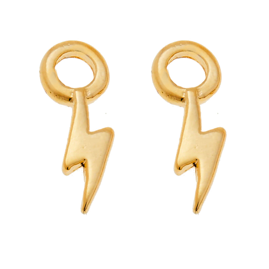 Lightning Bolt and Triangle Charm Earrings in Gold
