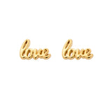 Love Script Earrings in Gold
