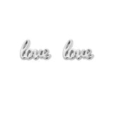 Love Script Earrings in Silver