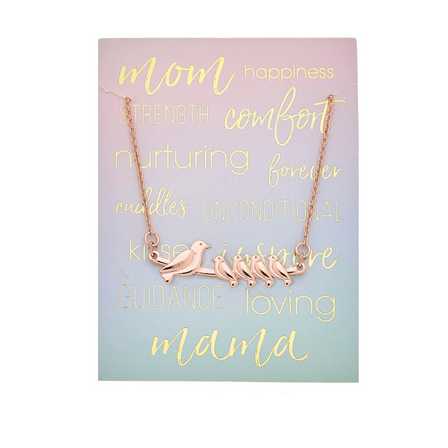 Mama Necklace - 4 babies in Rose Gold