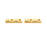 Mama Script Earrings in Gold