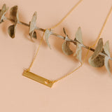 Maple Leaf Bar Necklace in Silver