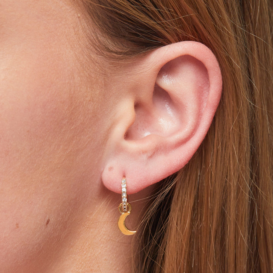 Moon and Star Charm Earrings in Gold