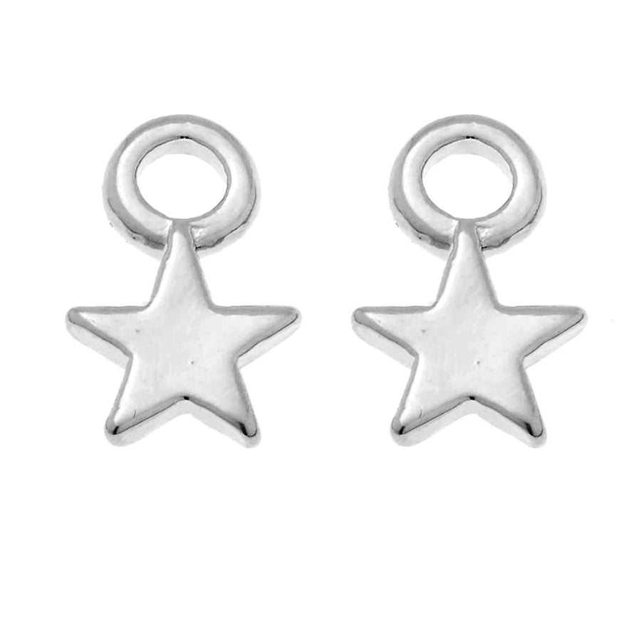 Moon and Star Charm Earrings in Silver