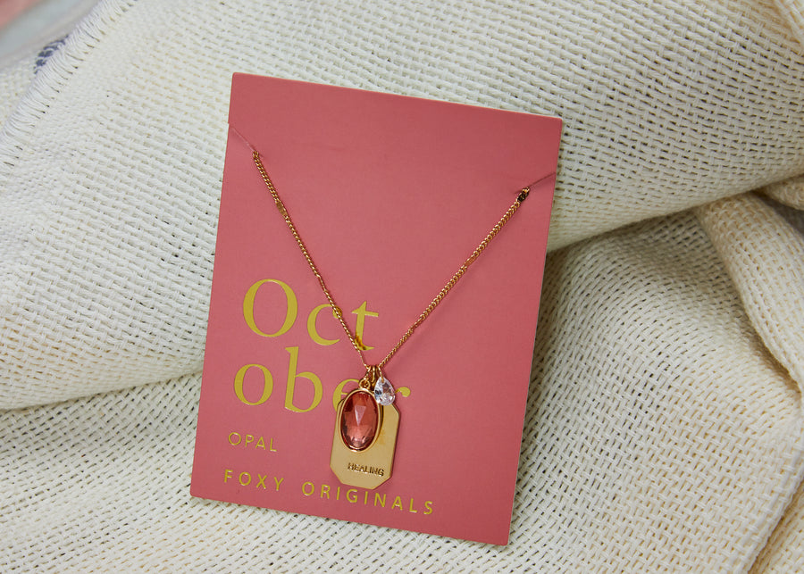 October Birthstone Necklace in Gold