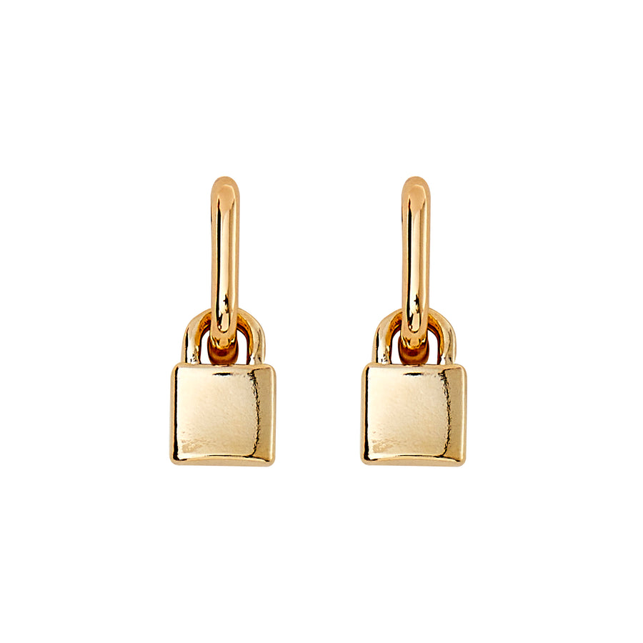Lock Earrings in Gold