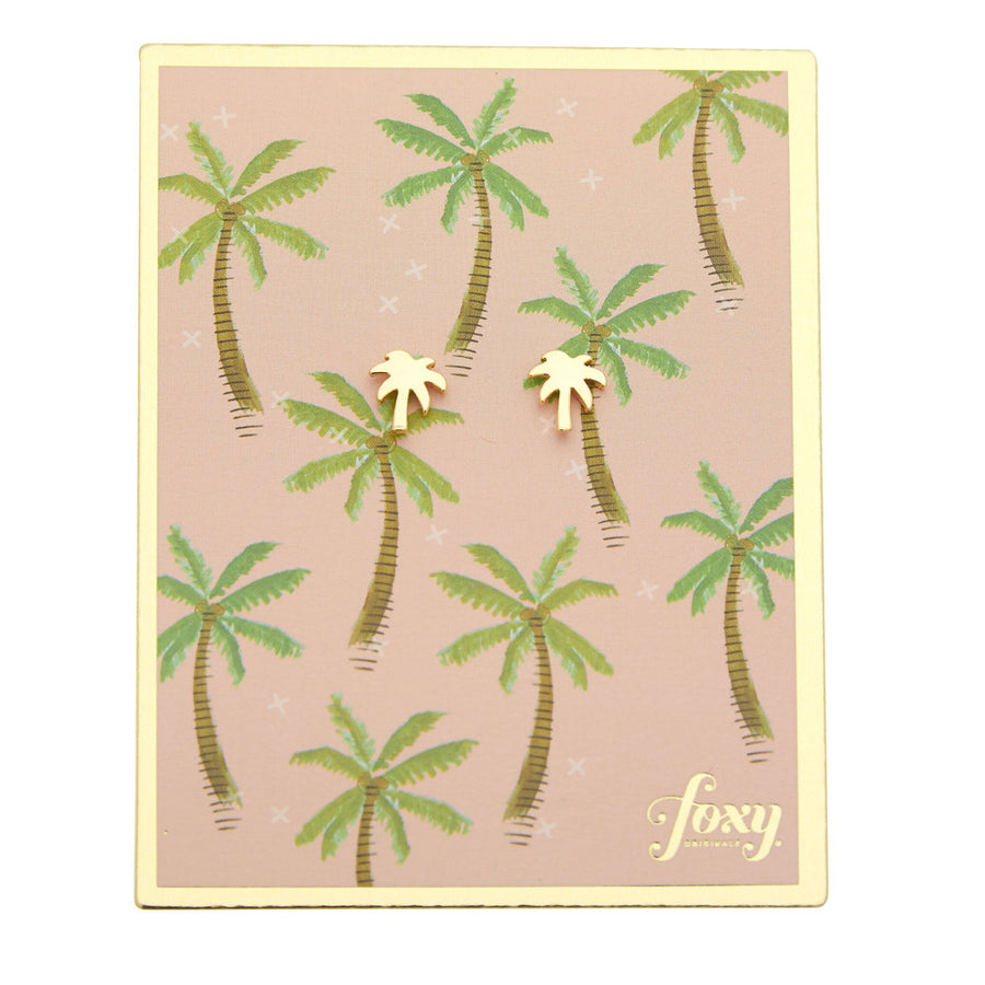 Palm Tree Earrings in Gold