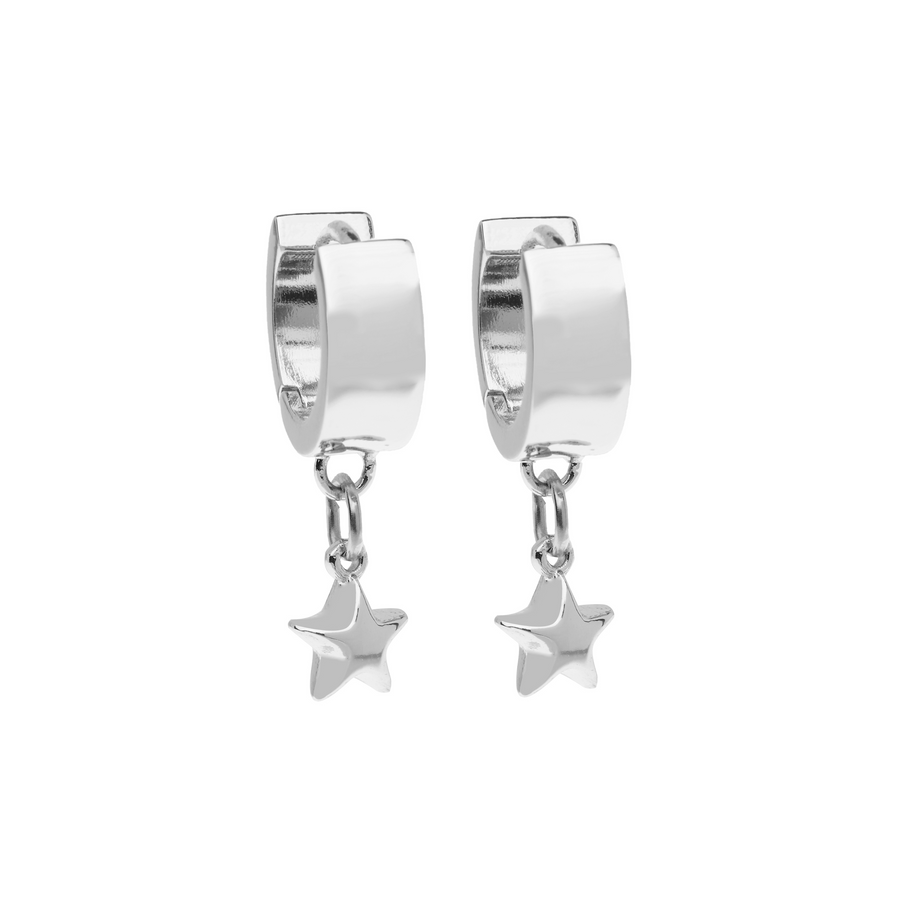 Puffy Star Earrings in Silver