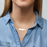 Maple Leaf Bar Necklace in Silver