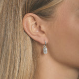 Sky and Moon Huggie Hoop Earrings in Silver