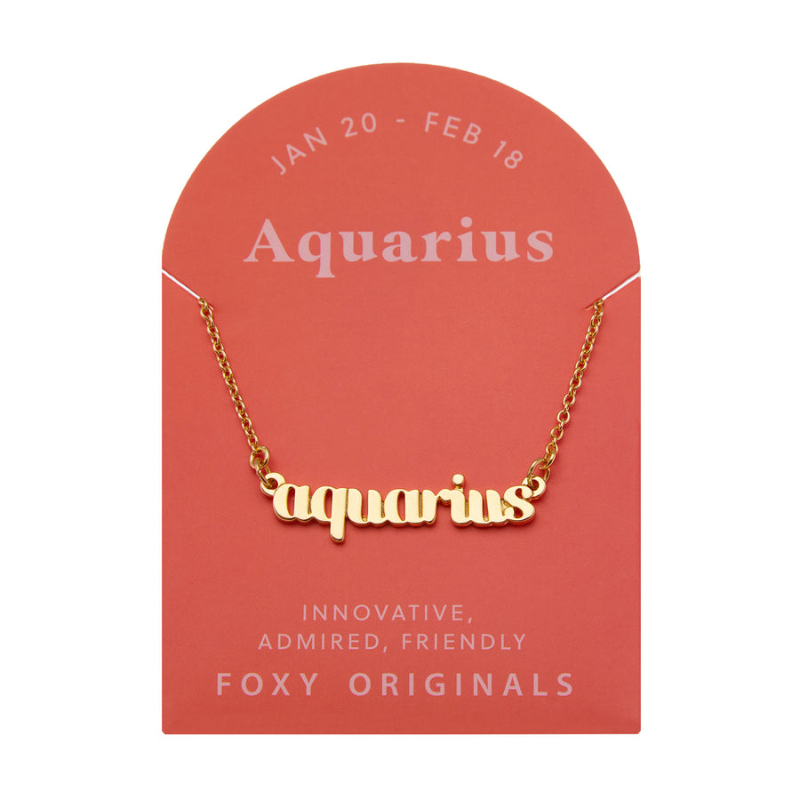 Aquarius Zodiac Necklace in Gold