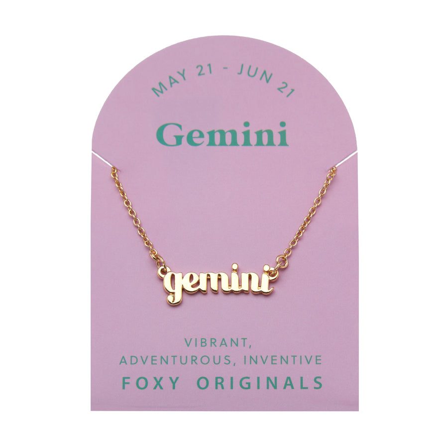 Gemini Zodiac Necklace in Gold
