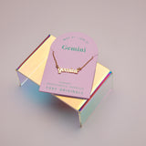 Gemini Zodiac Necklace in Gold