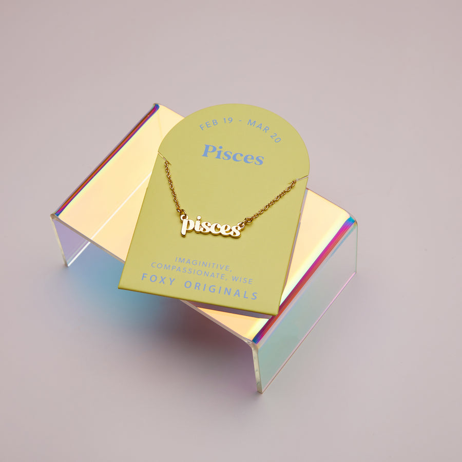 Pisces Zodiac Necklace in Gold