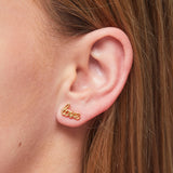 Love Script Earrings in Gold
